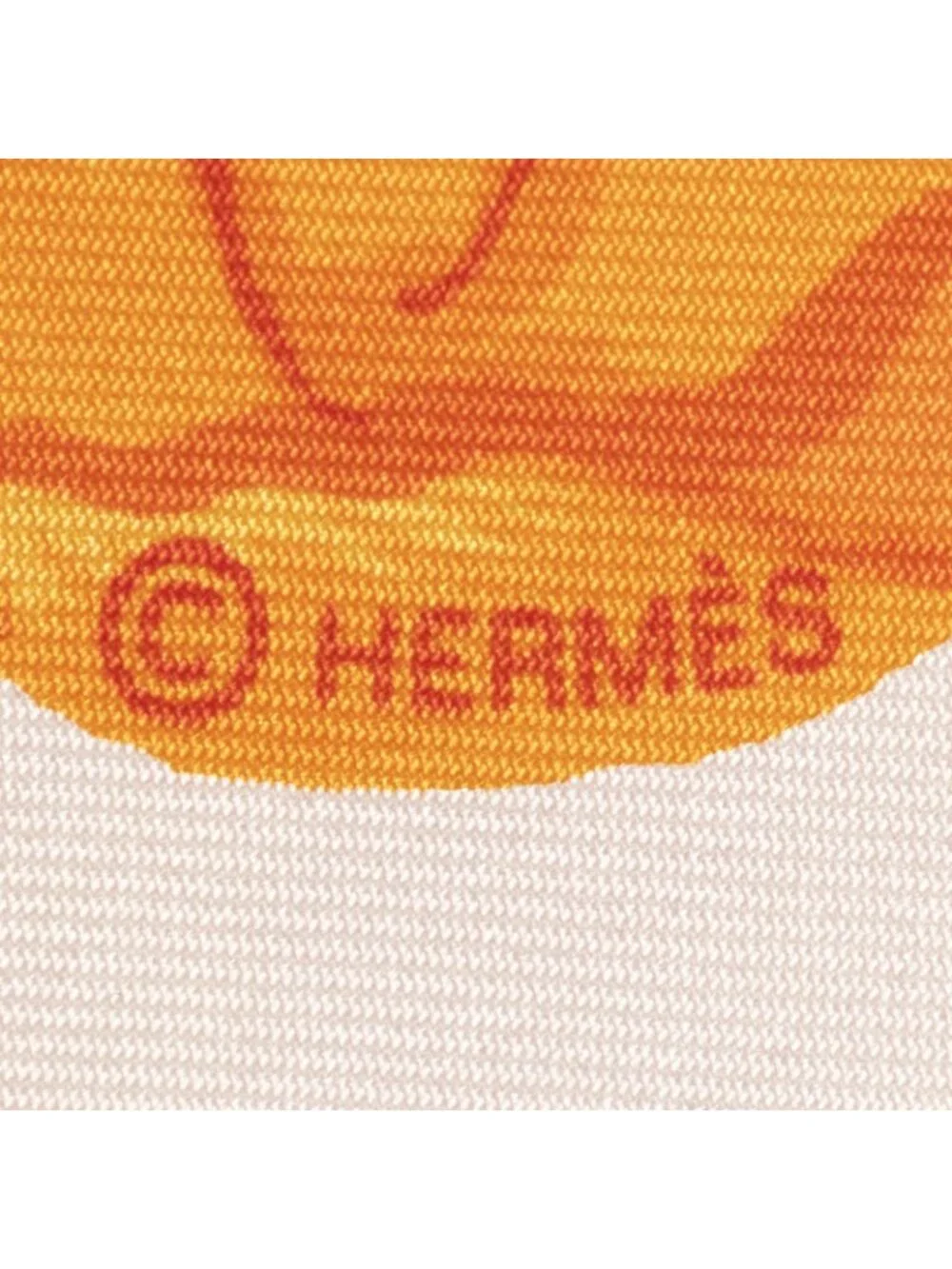 Hermes Scarf Orange Green White Twill Silk